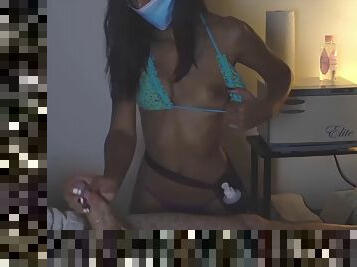 Massage babe jerks off in lingerie caught on hidden cam