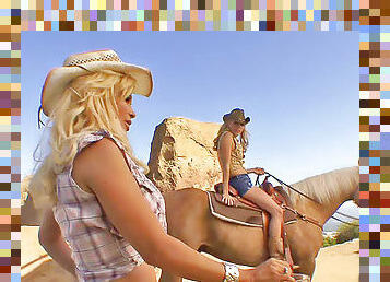 Cowgirl Shyla Stylez lesbian sex outdoors