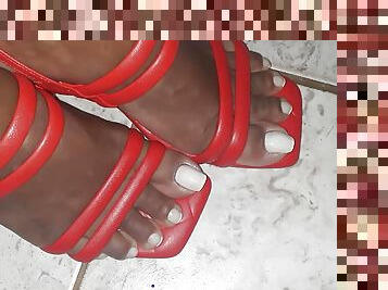 Ferfeet36 Beautfull Red Sandal and Beautfull french Nails