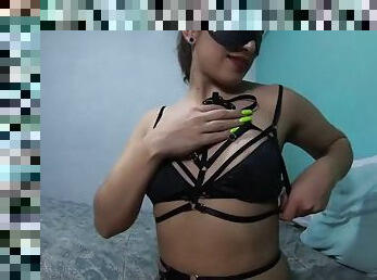 Nicole tries on some sexy lingerie and is ready for some action