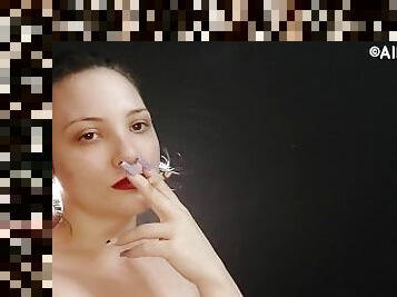 amador, mulher-madura, mãe, caebça-vermelha, mãe-mother, fetiche, sozinho, fumando, amante, topless