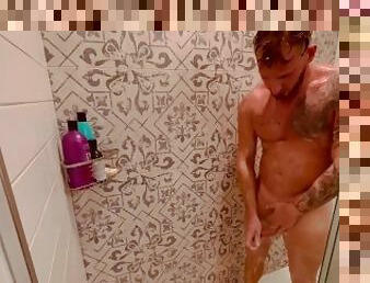 Fit, hot and tatted Parker Savage gets wet and soapy in the shower