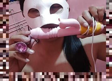 Pinay wife double penetration with my pink diamond dildo