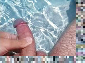 masturbation, amateur, gay, piscine, assez, solo, boules, bisexuels, bite