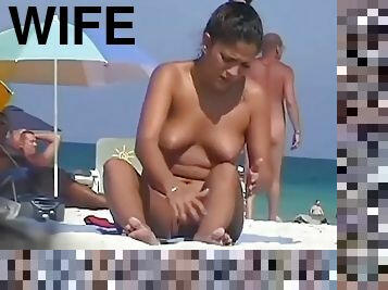 orang-telanjang, isteri, pantai