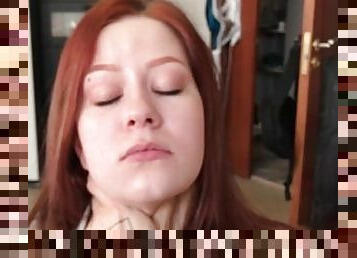 HD Choke Redhead Beauty by Cock Sitting on Top of Her