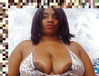 Busty Ebony Lets Nipples And Areolas Hang Out On Cam