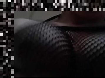 Big titles bouncing in fishnets
