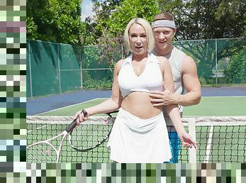 Aloud blonde wife fucks with her tennis coach