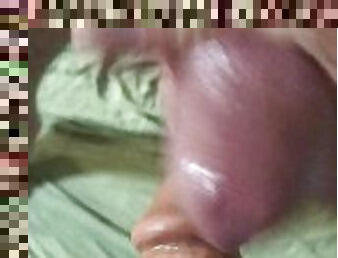 Husband jerking off with my dildo