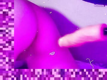 Sexy white Pawg Slut pink tight wet pussy WAP Takes Fuck Machine until she cums hard!