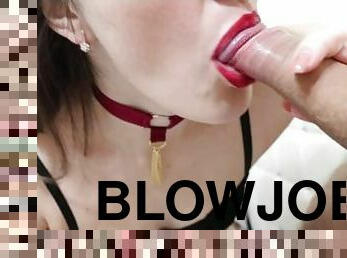 Gentle homemade Blowjob.Red lipstick