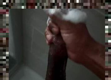 baignade, masturbation, amateur, ejaculation-sur-le-corps, ébène, énorme-bite, black, point-de-vue, horny, douche