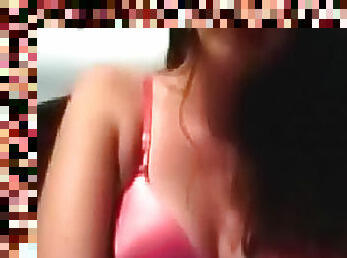 Satin bra on busty webcam teen