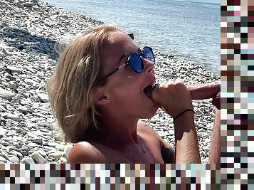 Blowjob on the seashore by MILF Barbara