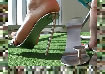 Sexy feet in the metal heels 3