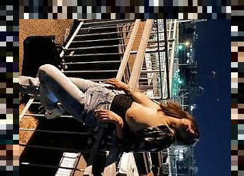Real public fuck on railway crossing, slutty girl was fucked and got cum in mouth
