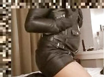 Leather Shemale Masturbation