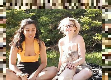Lesbian Babes Have Sex Outdoors - Amateur euro lesbians go outside