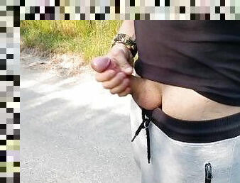 Risky Outdoor Big Cum, Solo Man, Jerk Off, Close Up, Dick Masturbation, Amatorial