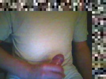Virgin strokes his dick on webcam