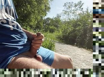 masturbation, public, secousses, attrapée, parc, bite, clignotant