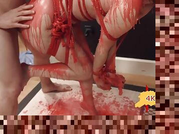 Red rope and bdsm fucking