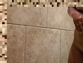 Caught in shower Asian teen