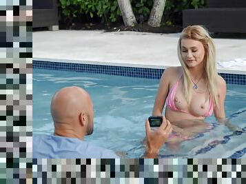 Hot blonde Alicia Williams teases in the pool and gets fucked