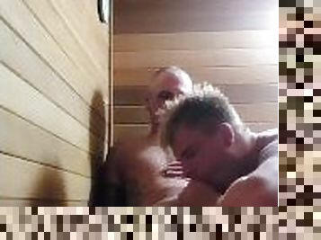 Sucking and fucking in the sauna!!!