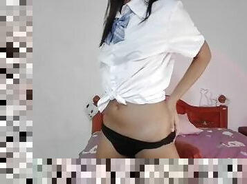 asiático, mayor, colegiala-schoolgirl, estudiante, amateur, adolescente, tailandés, universidad, webcam, mona