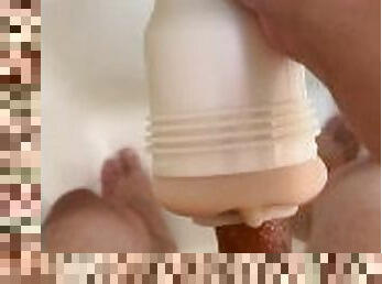 Giving fleshlight a cream pie in the shower