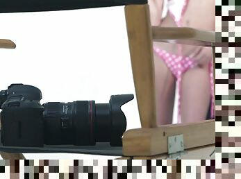 Skinny bikini model fucking her horny photographer after a shoot
