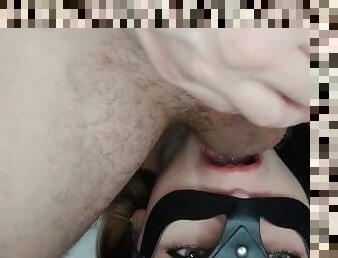 The Dick is completely stuffed in the throat! Deep hard blowjob!