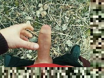 masturbation, orgasme, en-plein-air, public, ejaculation-sur-le-corps, gay, secousses, ejaculation, boules, minet