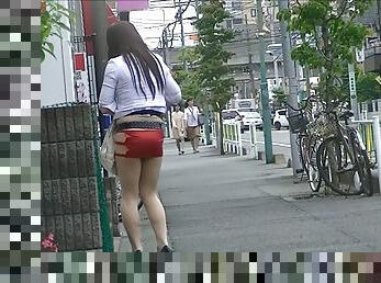 en-plein-air, collants, public, transsexuelle, amateur, japonais, jupe-en-l’air, lingerie, solo