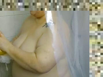 My Mature BBW Wife takes a shower