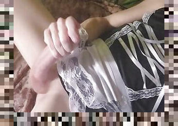 Jerking it in french maid outfit