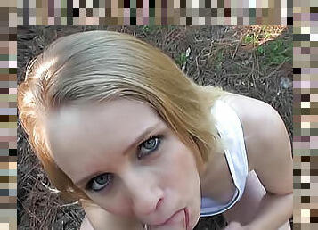 POV sex with small breasts blonde outdoors