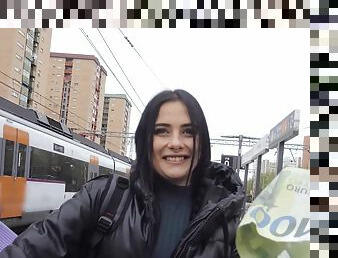Impressive public porn with a young Czech teen avid for cash