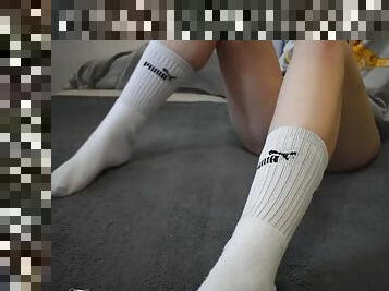 Sexy legs in long socks - miley gray