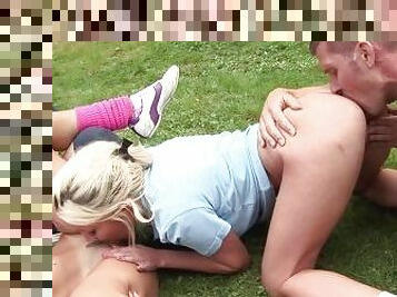 XXXBrits - Slutty girls play with the ball and get fucked by their teacher on the field