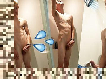 Blonde Boy Pumps Hot load in the Shower Before School
