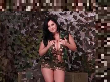 Voluptuous military girl in sexy tease video