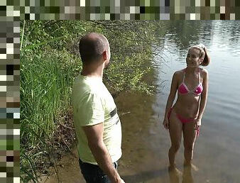 Keen teen gets the dick by the lake, and she loves it
