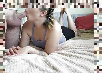 POV Sexy babe with Pigtail Braids takes fat load