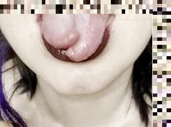 Goth Split Tongue, spit and mouth fetish