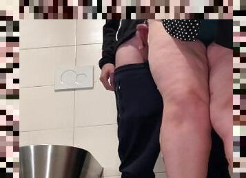 Mother in law lift up your skirt i will cum on your fat thighs in a public restroom