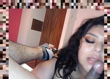 Fat slut sucking dick and eating strawberries off dick with cumshot and rimming