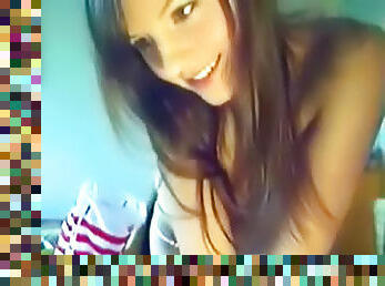 amatør, teenager, webcam, perfekt, lille, solo, bikini, lille-tiny, brunette, små-patter